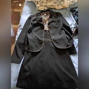 My Michelle Black Blazer with Leopard Print Lining